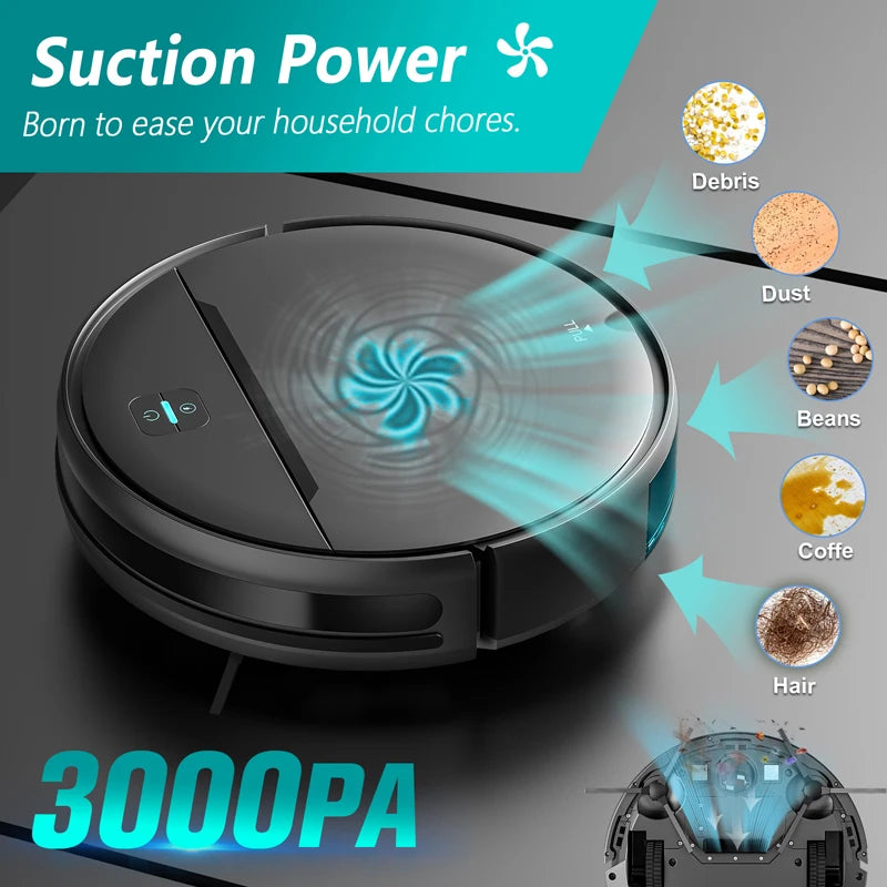 3 in 1 Automatic Robot Vacuum Cleaner 3000pa Powerful Suction Rechargeable House Use Sweeping Aspiradora Robotic Vacuum Cleaner