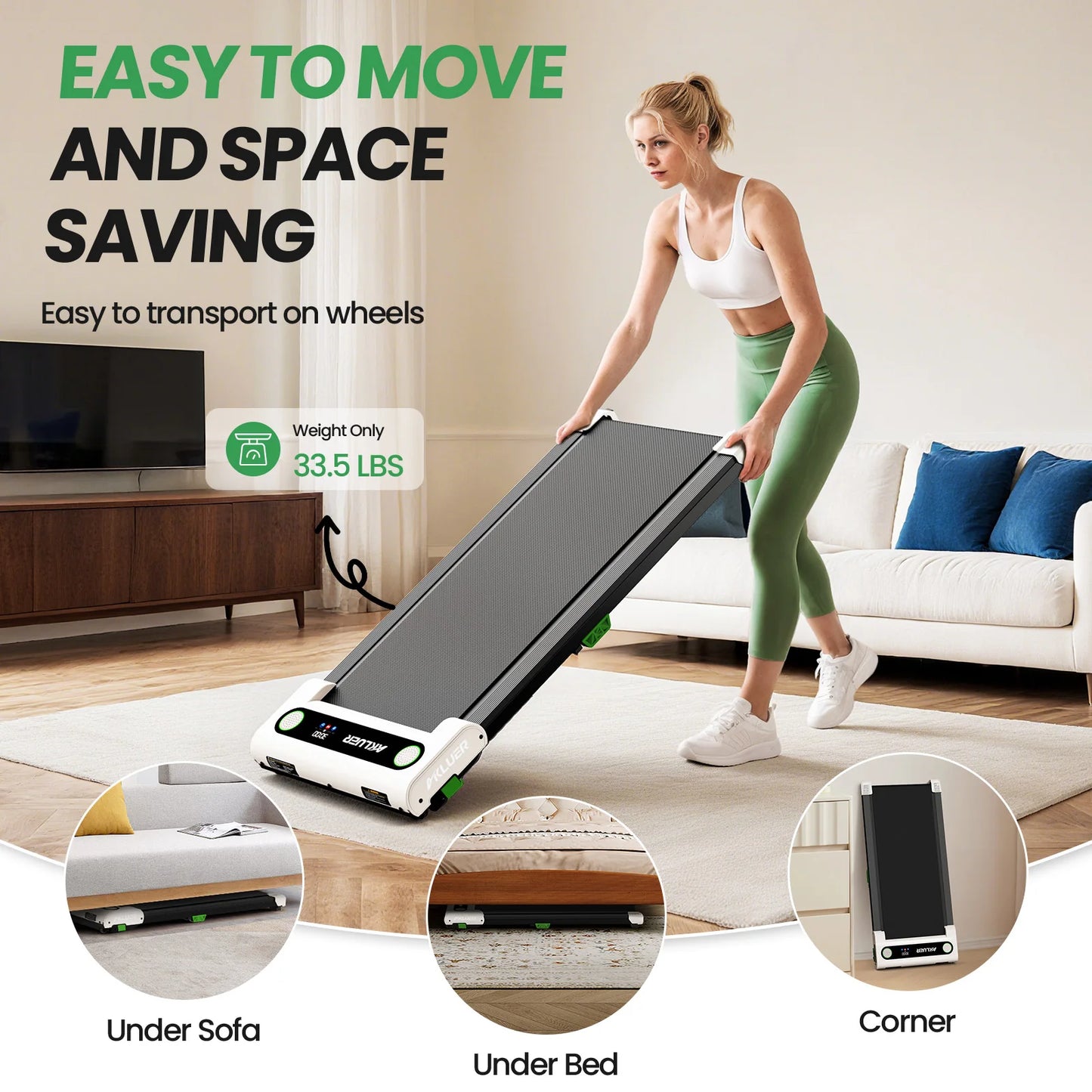 AKELU 4-in-1 Home/Office 2.5 HP Walking Treadmill,Walking Pad with Incline Under Desk Treadmill,with Remote Control  LED Display