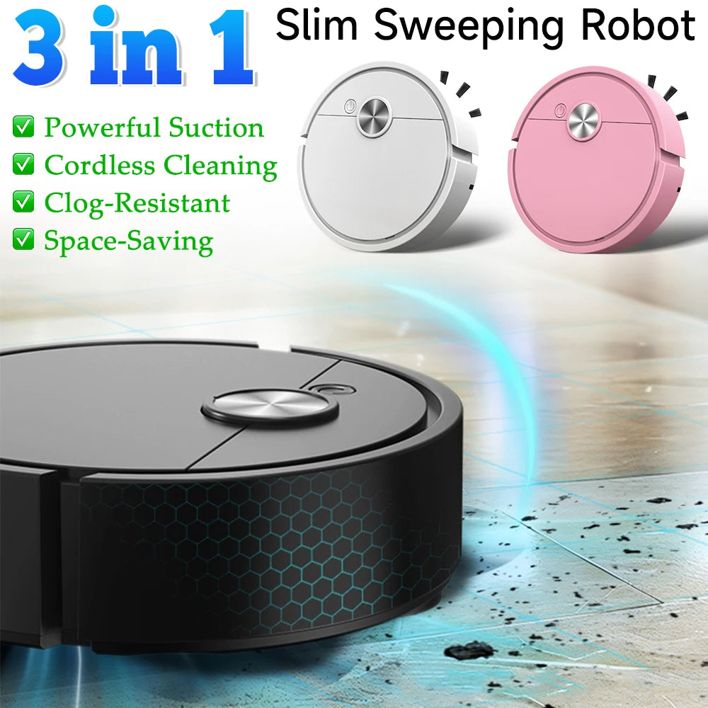3 In 1 Smart Sweeping Robot Vacuum Cleaner Mopping Wireless Dragging Cleaning Sweep Floor for Home Office Hair Stubborn Dirt