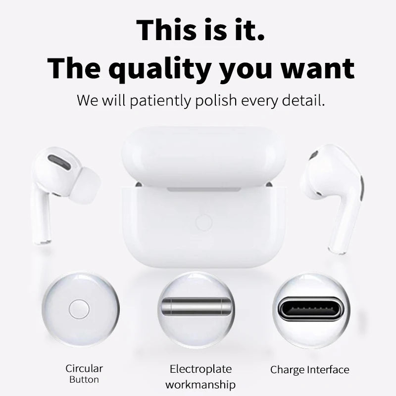 Airs Pro Wireless Bluetooth Earbuds Choices Hi-Fi Stereo Sound with Mic Charging Case Waterproof For iPhone and Xiaomi