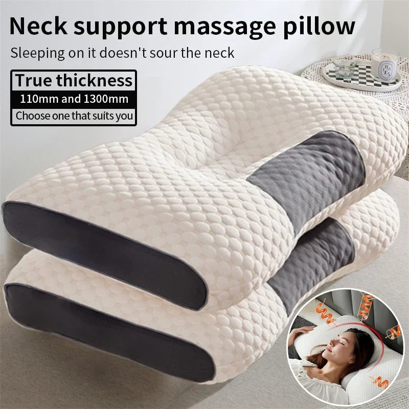 1PC NEW Neck Pillow Help Sleep Protect The Neck Cervical Orthopedic Soybean Fiber Massage Household SPA Pillow For Sleeping