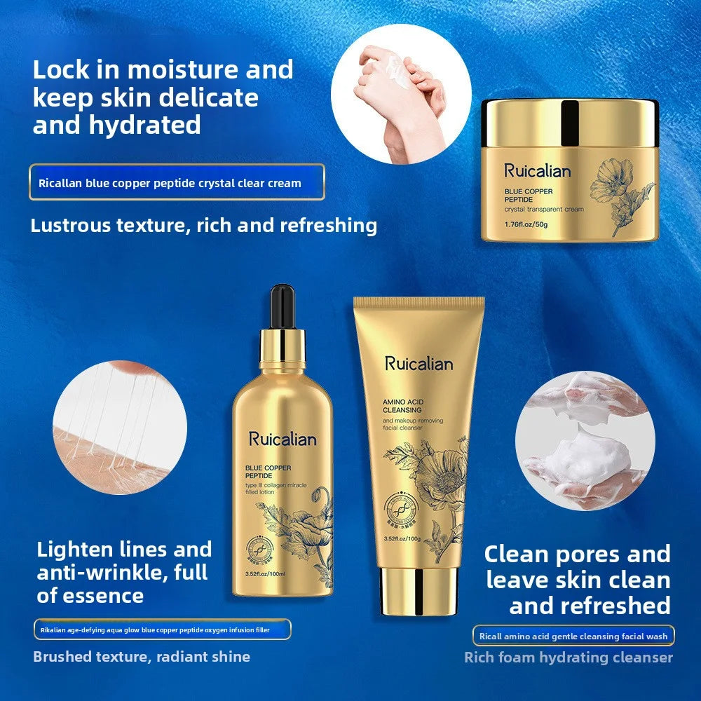 Blue copper peptide Anti-wrinkle Skin Care Set Deep Cleansing, Facial Balance, Oil Control and Moisturizing Facial care set