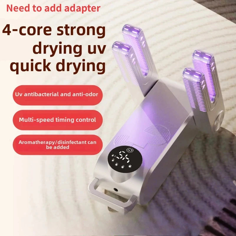 4-core Quick Shoe Dryer 150w UV Deodorizing Antibacterial Multi-speed Timing Control Home Dryer Disinfectant Canbe Added 2026