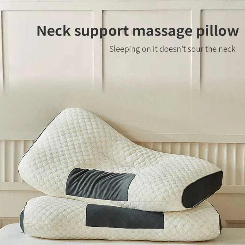 1PC NEW Neck Pillow Help Sleep Protect The Neck Cervical Orthopedic Soybean Fiber Massage Household SPA Pillow For Sleeping