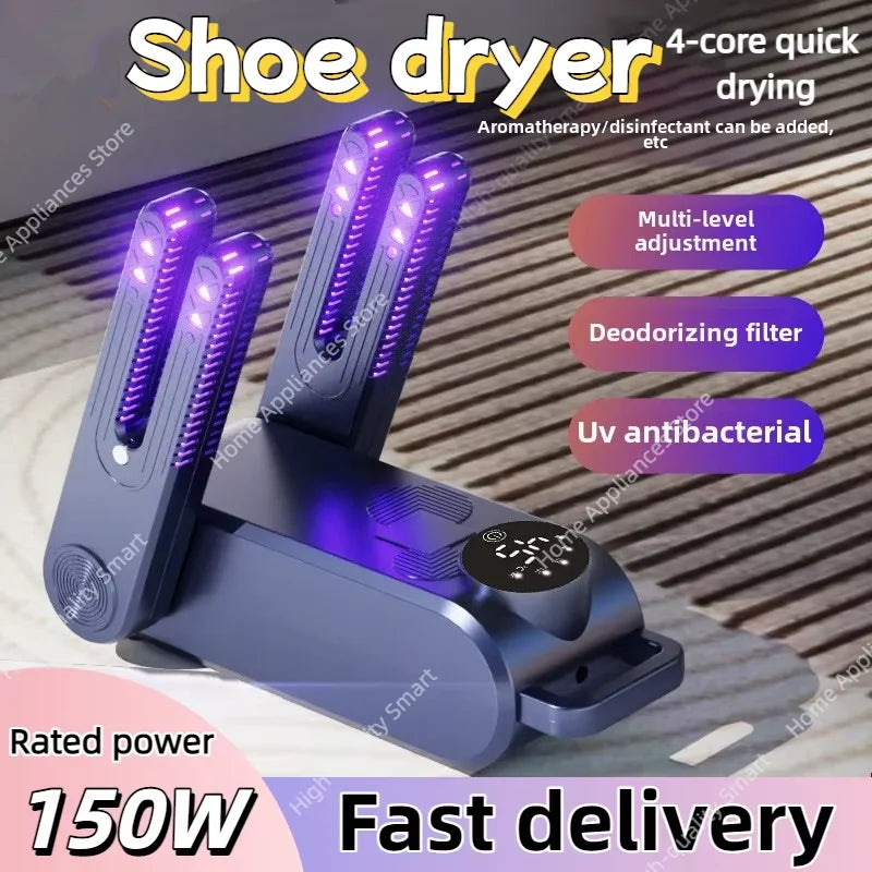 4-core Quick Shoe Dryer 150w UV Deodorizing Antibacterial Multi-speed Timing Control Home Dryer Disinfectant Canbe Added 2026