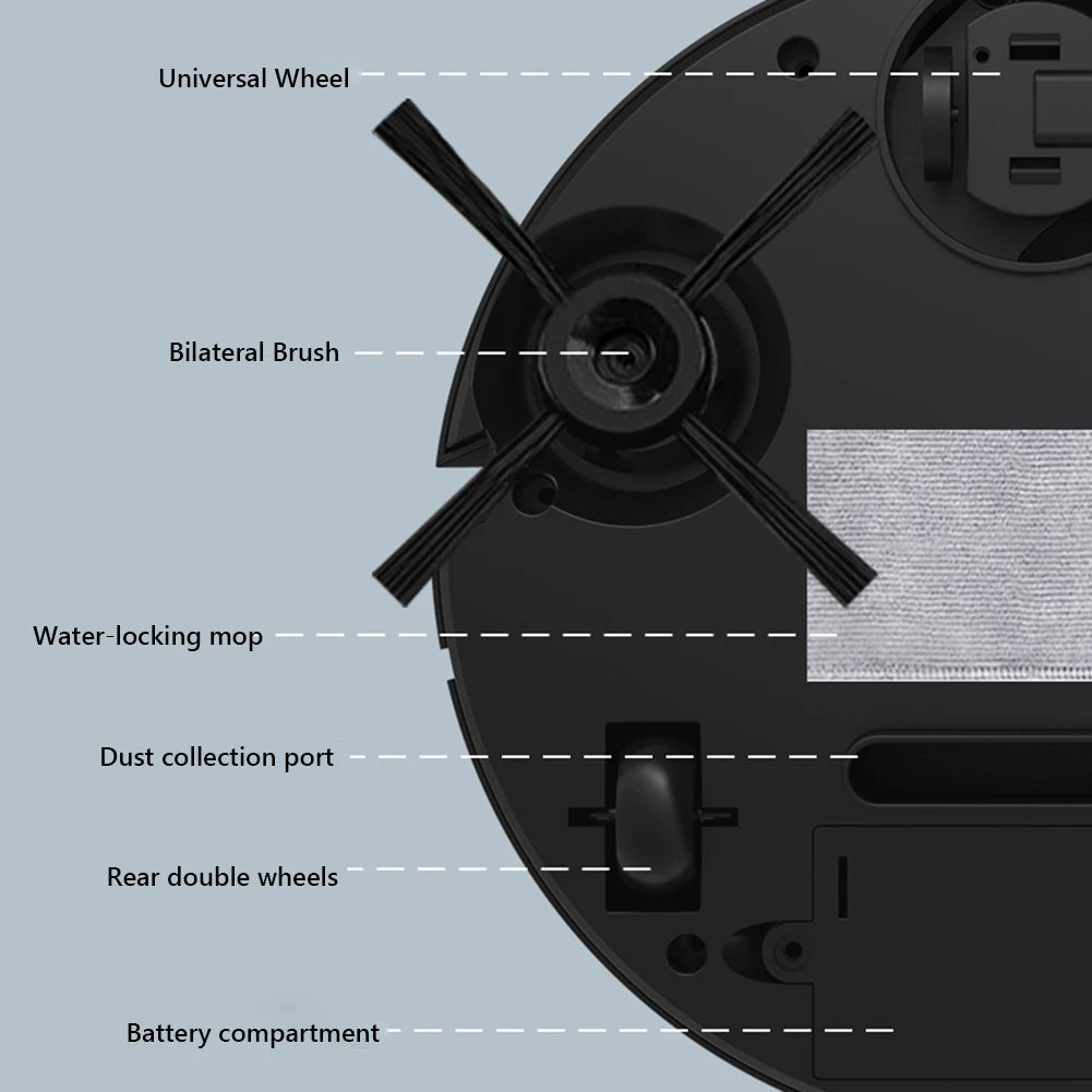 3 In 1 Smart Sweeping Robot Vacuum Cleaner Mopping Wireless Dragging Cleaning Sweep Floor for Home Office Hair Stubborn Dirt
