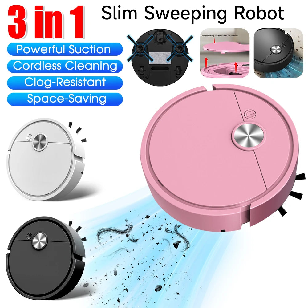 3 In 1 Smart Sweeping Robot Vacuum Cleaner Mopping Wireless Dragging Cleaning Sweep Floor for Home Office Hair Stubborn Dirt