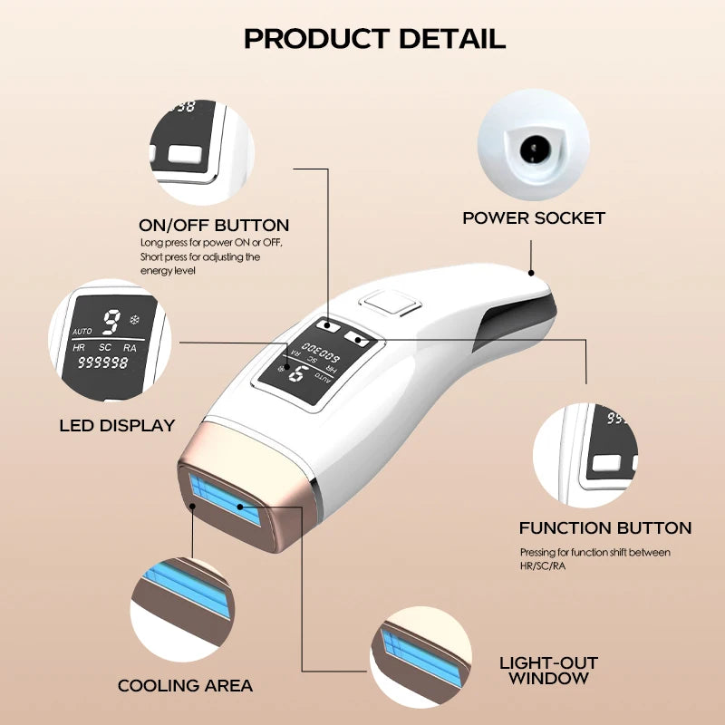 Vancostar 4in1 Laser Hair Removal IPL Epilator 999000 Flash Cooling Acne Treatment Rejuvenation Device for Home Bikini Trimmer