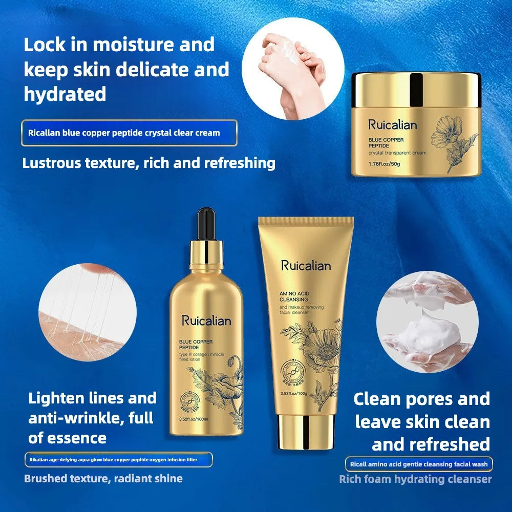 Blue copper peptide Anti-wrinkle Skin Care Set Deep Cleansing, Facial Balance, Oil Control and Moisturizing Facial care set