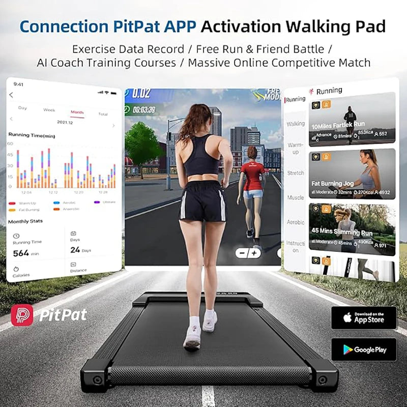 Under Desk Treadmill 39.3inch Walking Pad Treadmill 350lbs Capacity 2.4HP Portable Treadmills for Home Compact Treadmill Mini