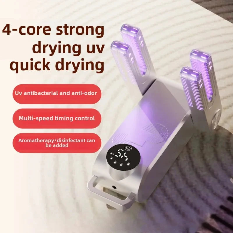 4-core Quick Shoe Dryer 150w UV Deodorizing Antibacterial Multi-speed Timing Control Home Dryer Disinfectant Canbe Added 2026
