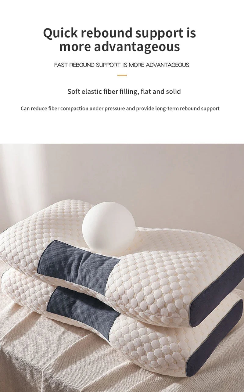 1PC NEW Neck Pillow Help Sleep Protect The Neck Cervical Orthopedic Soybean Fiber Massage Household SPA Pillow For Sleeping