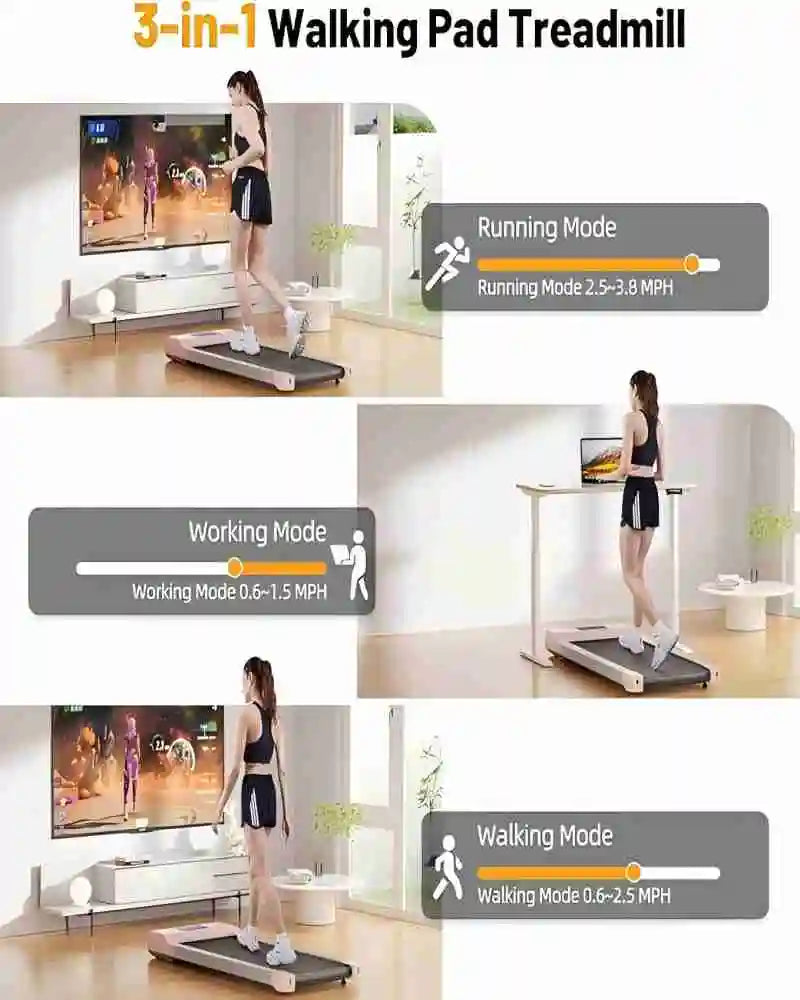 3 In 1 2.5 HP Walking Pad Treadmills 300lb, Under Desk Treadmill Pad for Home/Office/Exercise