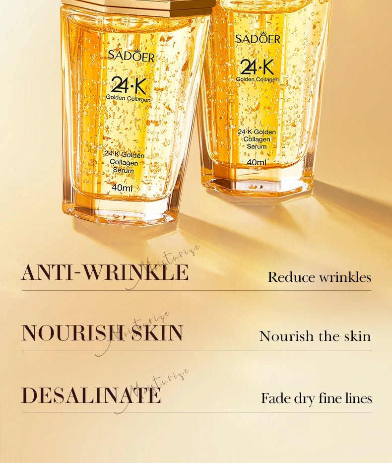 SADOER 24K Golden Collagen Serum for face Moisturizing Anti Wrinkles Hydrating Anti-aging Facial Essence Skin Care Products