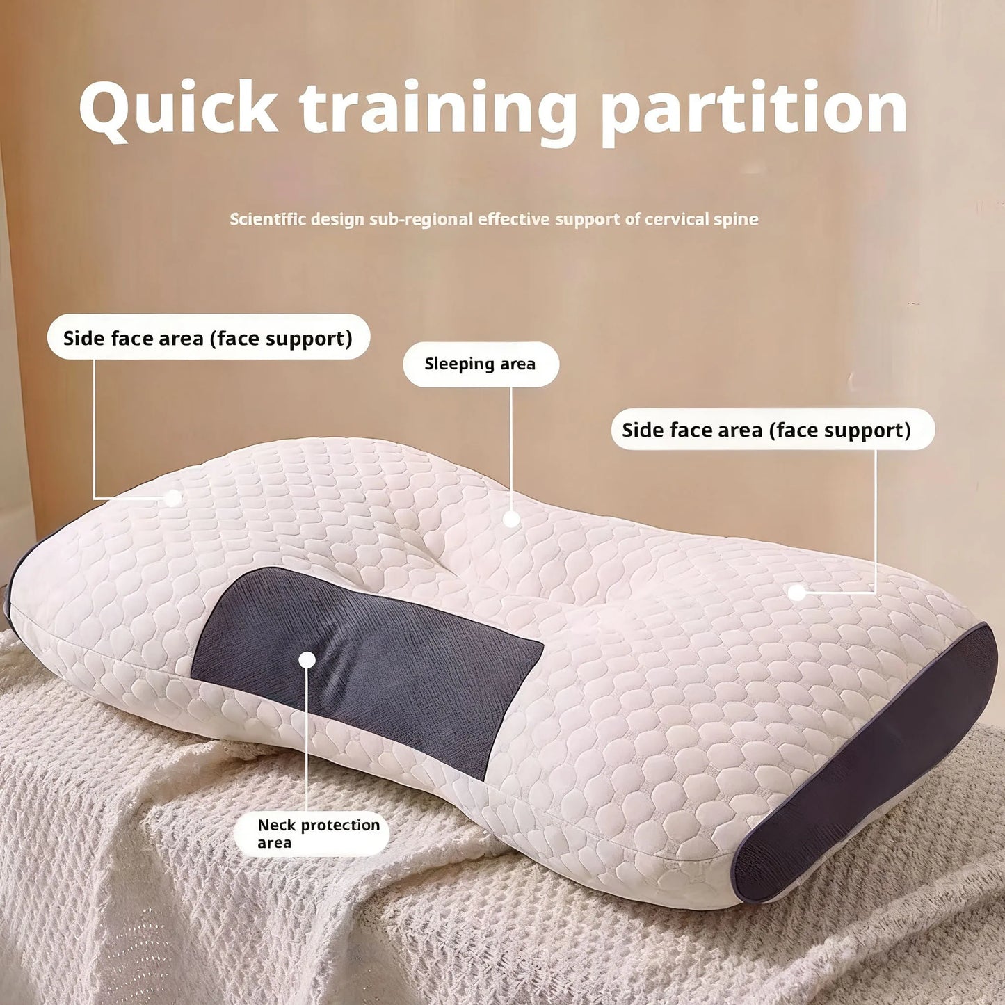 1PC NEW Neck Pillow Help Sleep Protect The Neck Cervical Orthopedic Soybean Fiber Massage Household SPA Pillow For Sleeping
