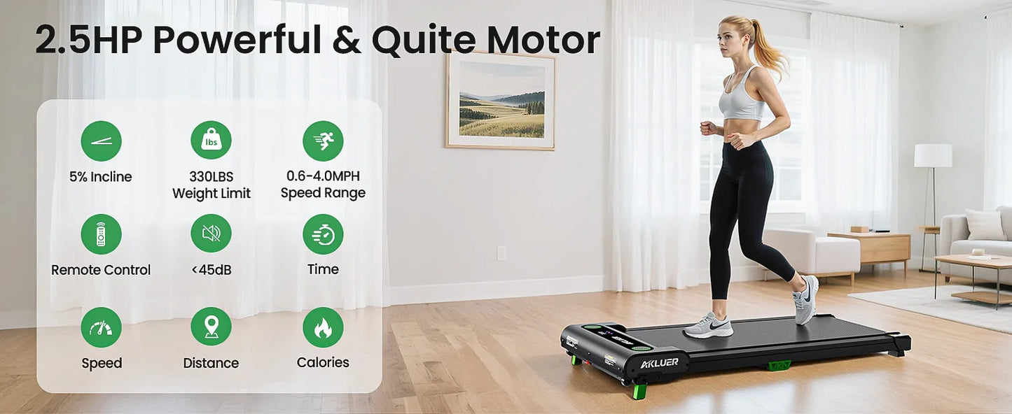 AKELU 4-in-1 Home/Office 2.5 HP Walking Treadmill,Walking Pad with Incline Under Desk Treadmill,with Remote Control  LED Display
