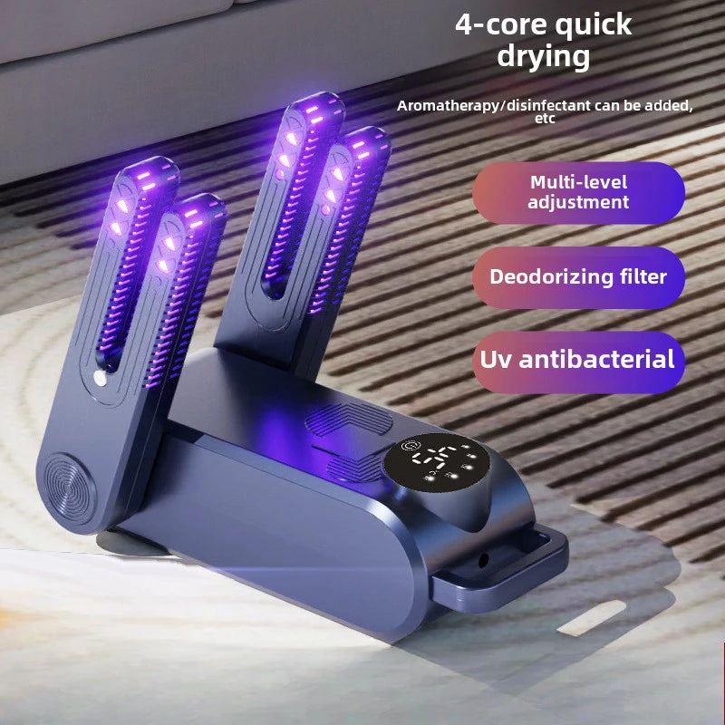 4-core Quick Shoe Dryer 150w UV Deodorizing Antibacterial Multi-speed Timing Control Home Dryer Disinfectant Canbe Added 2026