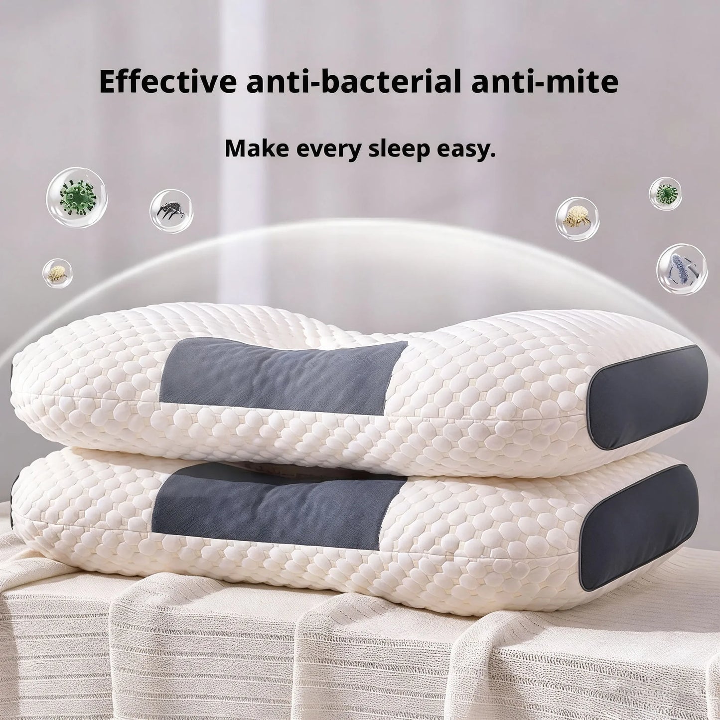 1PC NEW Neck Pillow Help Sleep Protect The Neck Cervical Orthopedic Soybean Fiber Massage Household SPA Pillow For Sleeping